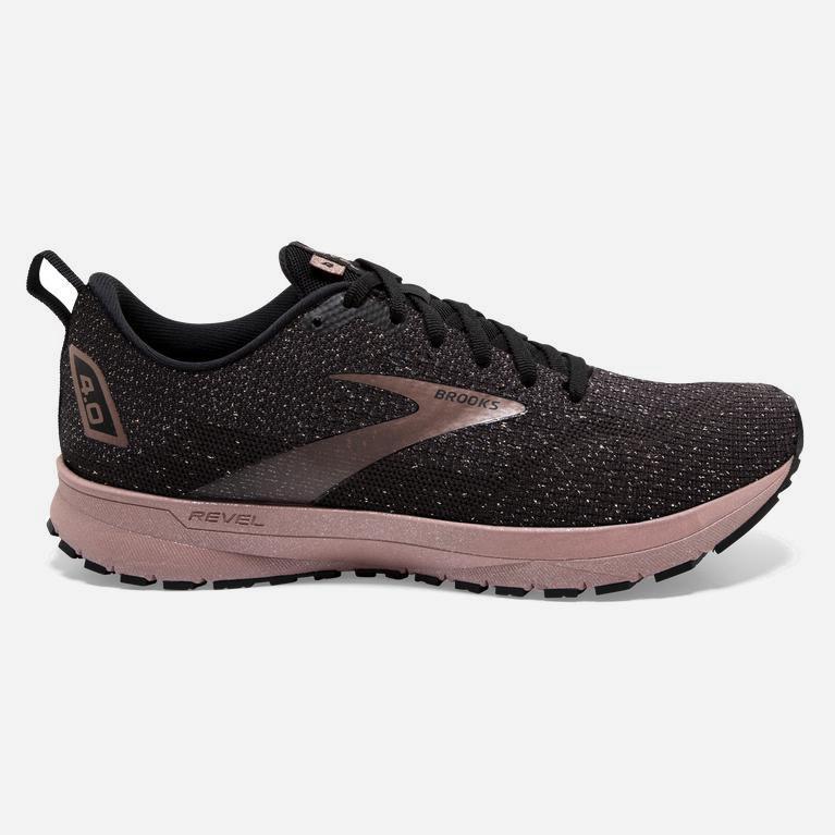 Brooks Revel 4 Hardloopschoenen voor Dames Zwart /Grijs/Roze Goud (YURXV-8169)